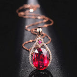 Red Crystal Ruby Gemstone Pendant Necklace for Women