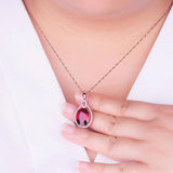 Red Crystal Ruby Gemstone Pendant Necklace for Women