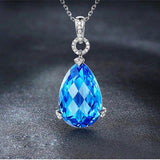 Aquamarine Gemstone Pendant Necklace with Diamonds