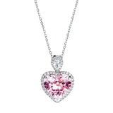 Crystal Zircon Heart Pendant Silver Necklace for Women