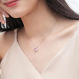 Crystal Zircon Heart Pendant Silver Necklace for Women