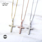 925 Silver CZ Solid Cross Pendant Hip Hop Jewelry Gift