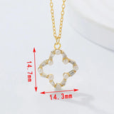 Sterling Silver Four Leaf Grass Necklace with Zircon