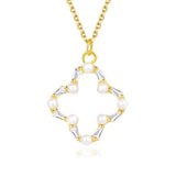 Sterling Silver Four Leaf Grass Necklace with Zircon