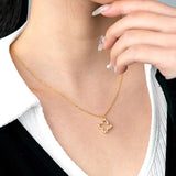 Sterling Silver Four Leaf Grass Necklace with Zircon