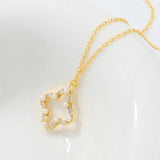 Sterling Silver Four Leaf Grass Necklace with Zircon