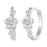 925 Silver Flower&Vine Ear Buckles Hoop Earrings Fine Jewelry Gift