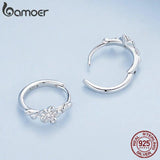 925 Silver Flower&Vine Ear Buckles Hoop Earrings Fine Jewelry Gift