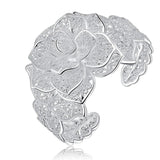 925 Silver Flower Bracelet Bangle For Women