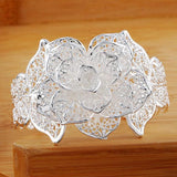925 Silver Flower Bracelet Bangle For Women