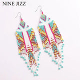 Bohemian Beaded Tassel Earrings Multicolor Statement Dangle Ethnic Jewelry