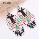 Bohemian Beaded Tassel Earrings Multicolor Statement Dangle Ethnic Jewelry