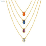 Kikichicc 925 Silver Zircon Pendant Choker Necklace 7 Rainbow Chains