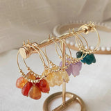 Irregular Stone Drop Earrings Quartz Tassel Citrine Pearl Earrings
