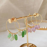 Irregular Stone Drop Earrings Quartz Tassel Citrine Pearl Earrings