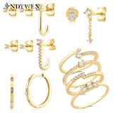 925 Silver Clear Zircon Drop Earrings Women Fine Jewelry Crystal Piercing