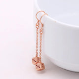 925 Sterling Silver Rose Square Dice Earrings