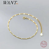 925 Sterling Silver Piece Link Chain Anklet Women Punk Hip Hop Party Jewelry