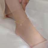 925 Silver Double Layer Crystal Zircon Anklet for Women