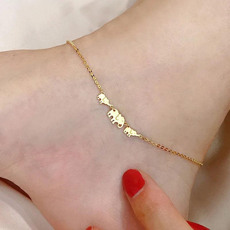 925 Silver Elephant Anklet 14K Creative Jewelry