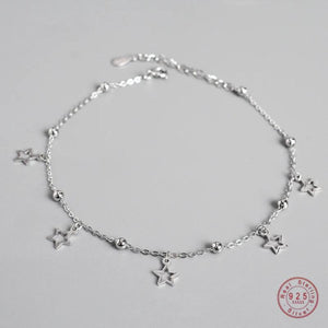 925 Silver Star Pendant Anklet Women Beach Jewelry