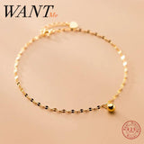 Minimalism 925 Silver Golden Beads Anklet Foot Jewelry