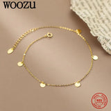 925 Sterling Silver Small Round Disc Anklet - Women Foot Leg Jewelry