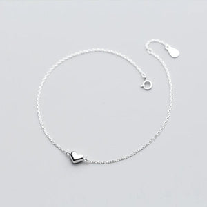 925 Silver Romantic Heart Charm Anklet for Women Adjustable Length