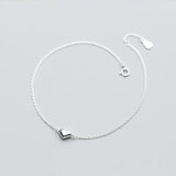925 Silver Romantic Heart Charm Anklet for Women Adjustable Length