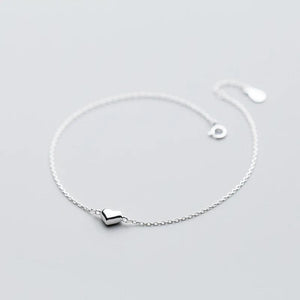 925 Silver Romantic Heart Charm Anklet for Women Adjustable Length