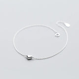 925 Silver Romantic Heart Charm Anklet for Women Adjustable Length