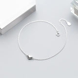 925 Silver Romantic Heart Charm Anklet for Women Adjustable Length