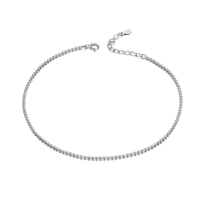 925 Sterling Silver Barefoot Sandal Anklet Chain Beaded Foot Jewelry for Women