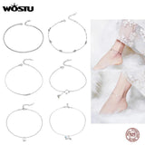 925 Sterling Silver Barefoot Sandal Anklet Chain Beaded Foot Jewelry for Women