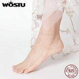 925 Sterling Silver Barefoot Sandal Anklet Chain Beaded Foot Jewelry for Women