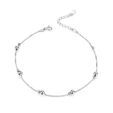 925 Sterling Silver Barefoot Sandal Anklet Chain Beaded Foot Jewelry for Women