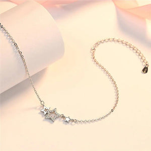 925 Silver Anklet Zircon Stars Foot Chain Ankle Jewelry