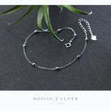 925 Sterling Silver Circle Charm Anklet Women Silver Jewelry