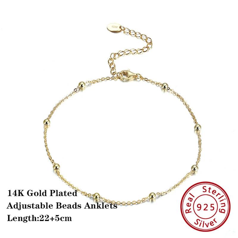 925 Silver Plated Ball Bead Anklet Chain Girls Gift