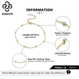 925 Silver Plated Ball Bead Anklet Chain Girls Gift