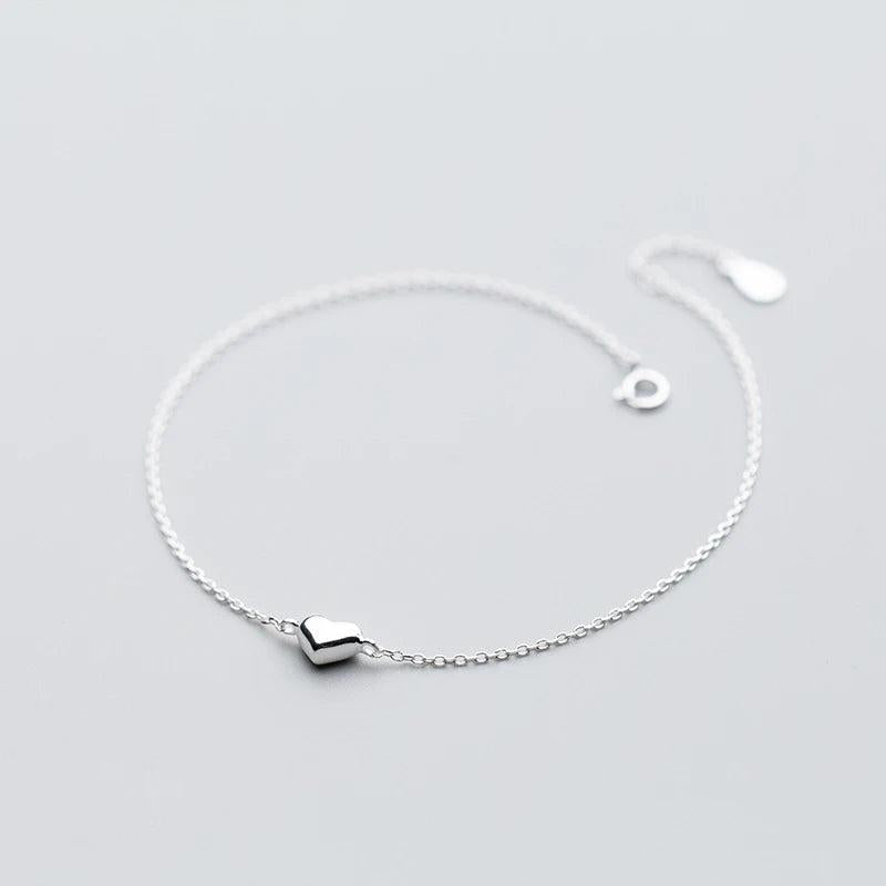 Trustdavis 925 Sterling Silver Rose Heart Anklets For Women