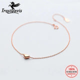 Trustdavis 925 Sterling Silver Rose Heart Anklets For Women