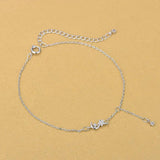 925 Silver Chain Moon Star Anklet for Foot Barefoot Leg Jewelry