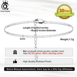 925 Silver 2mm Sparkle Mirror Link Chain Anklet for Women