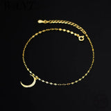 925 Silver Moon Pendant Lip Chain Anklet for Women Beach Party Foot Jewelry