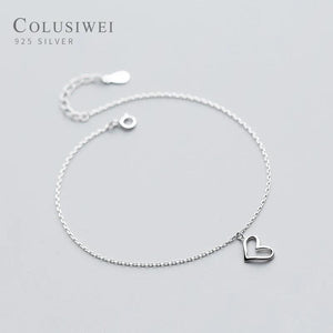 Colusiwei 925 Silver Heart Anklet for Women
