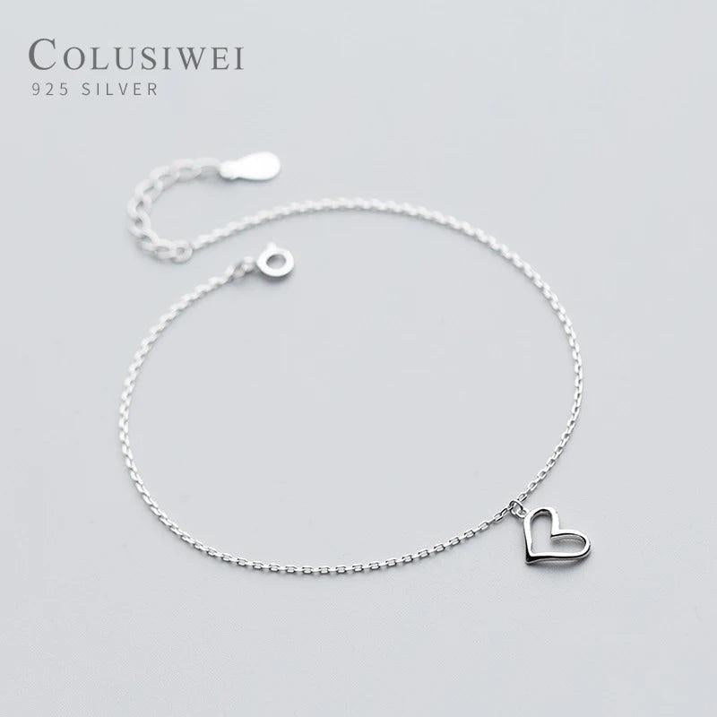Colusiwei 925 Silver Heart Anklet for Women