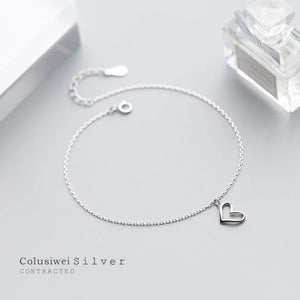 Colusiwei 925 Silver Heart Anklet for Women