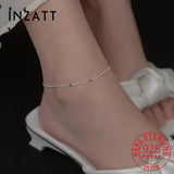925 Sterling Silver Colorful Bead Chain Anklet for Women