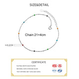 925 Sterling Silver Colorful Bead Chain Anklet for Women